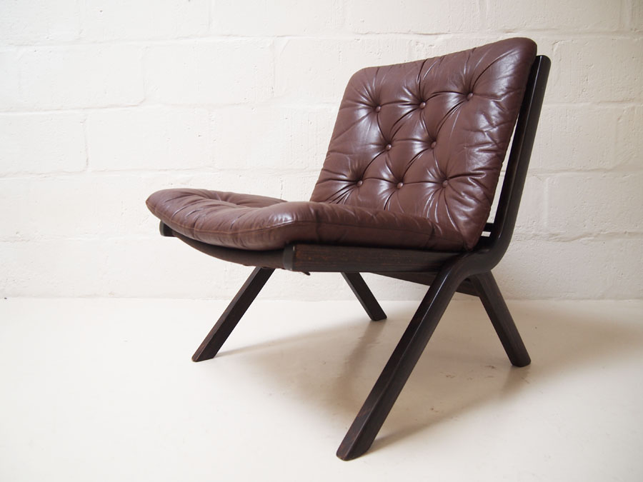 Folding Leather Uno Lounge Chair, Folding Leather Chair