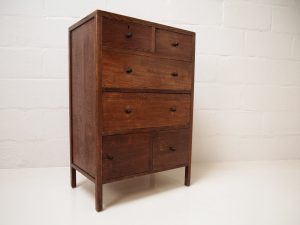 1940's solid oak chest of drawers with cold storage cupboard